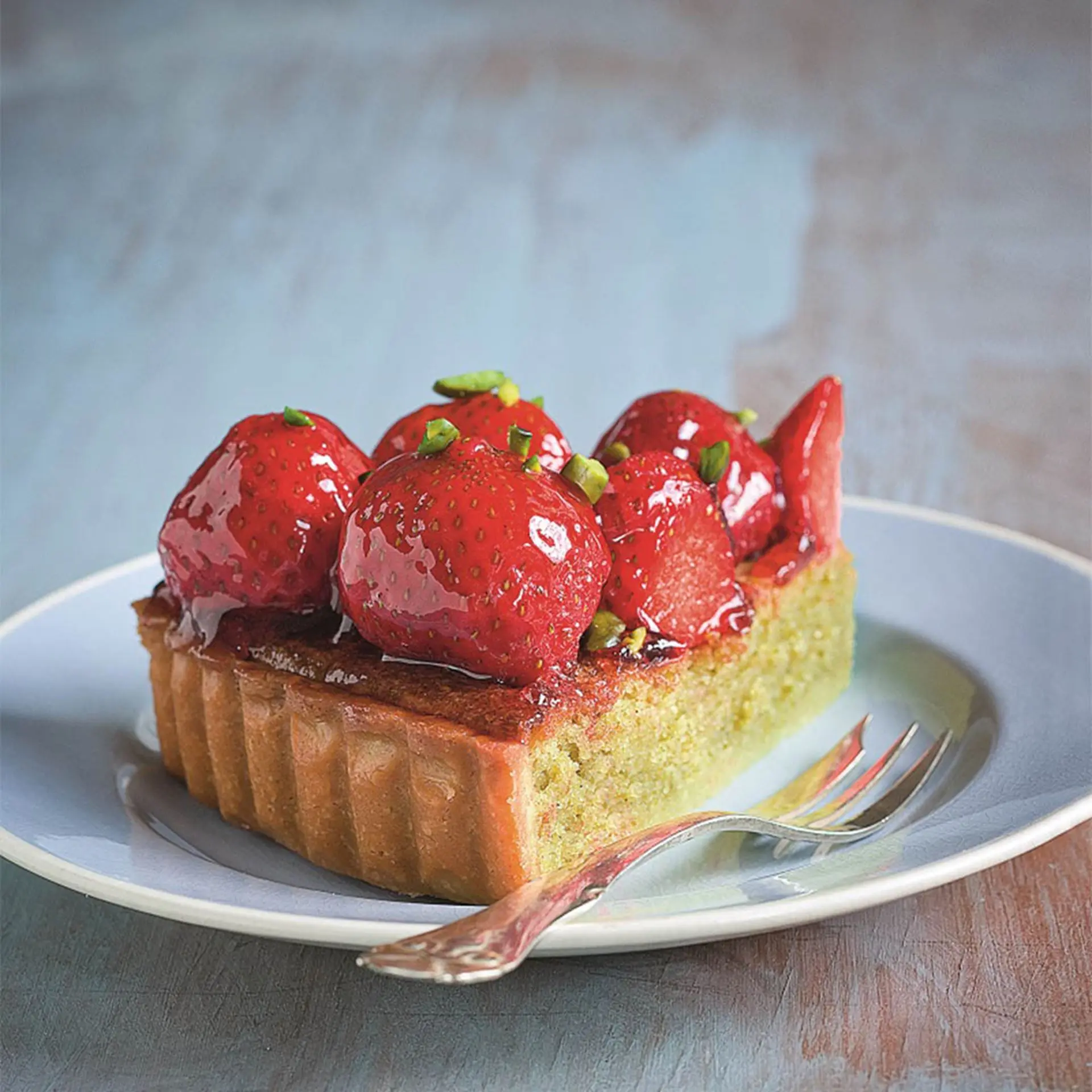 Jordbærtærte med pistaciemasse