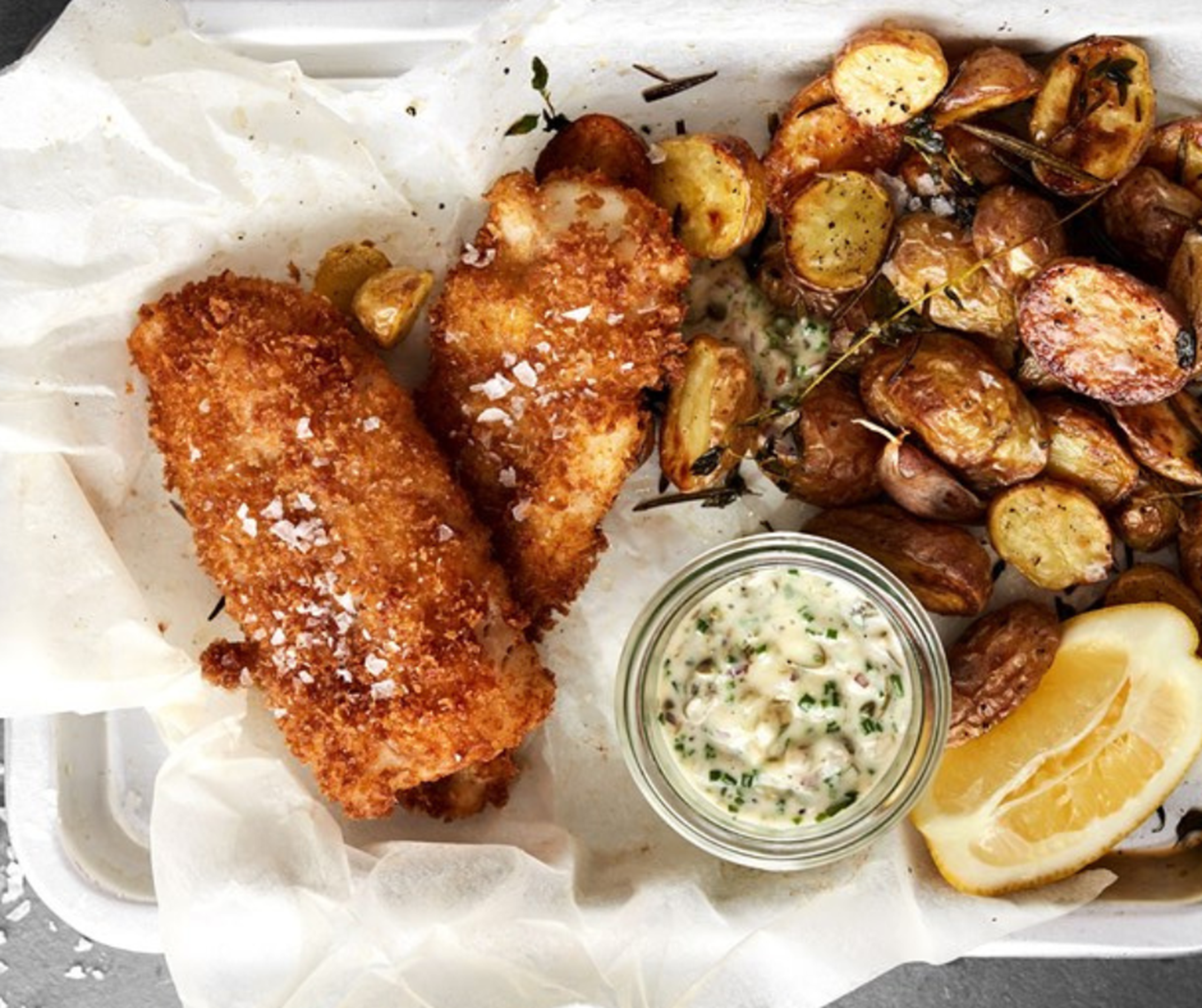FIsh and chips med tartarsauce