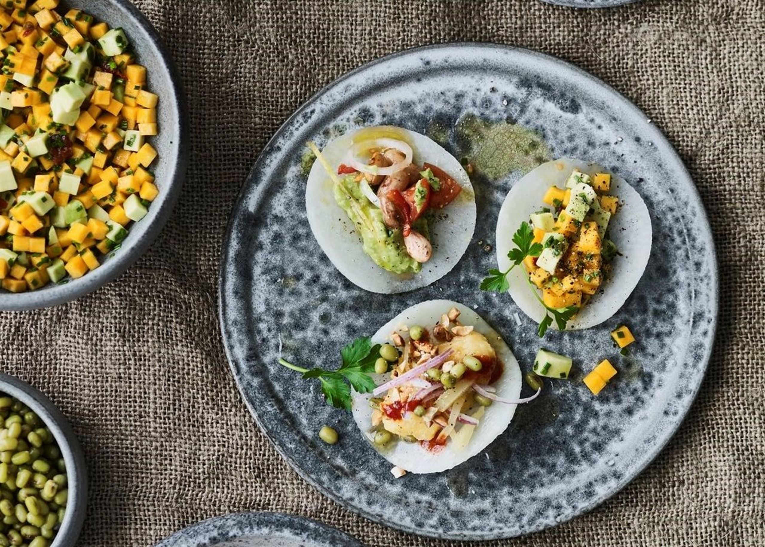 Glaskålstacos med bønner