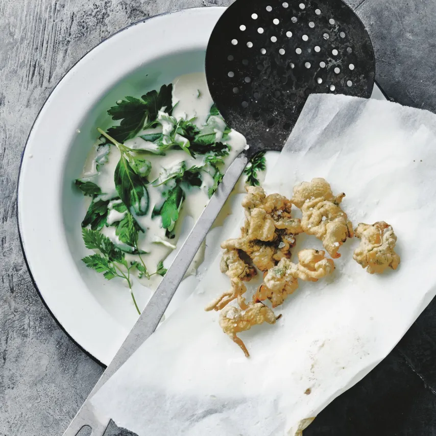 Krydderurter i tempura