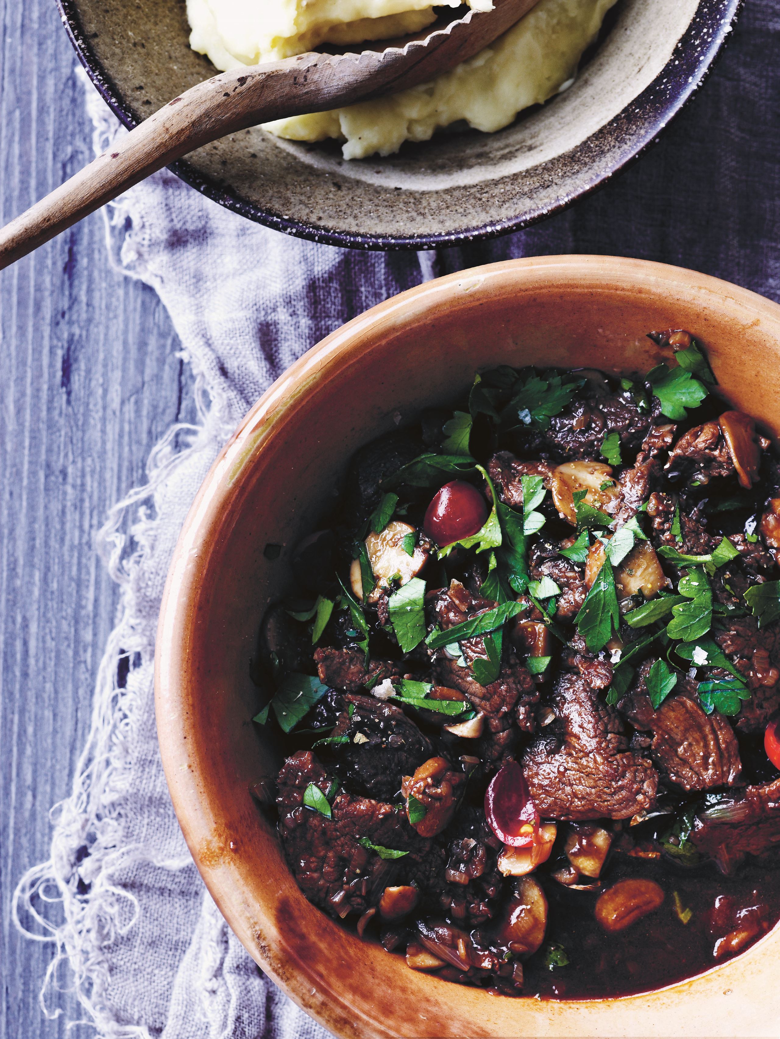 Bøf stroganoff med kartoffelmos