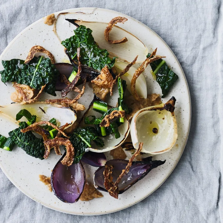 Friterede, bagte og purerede løg