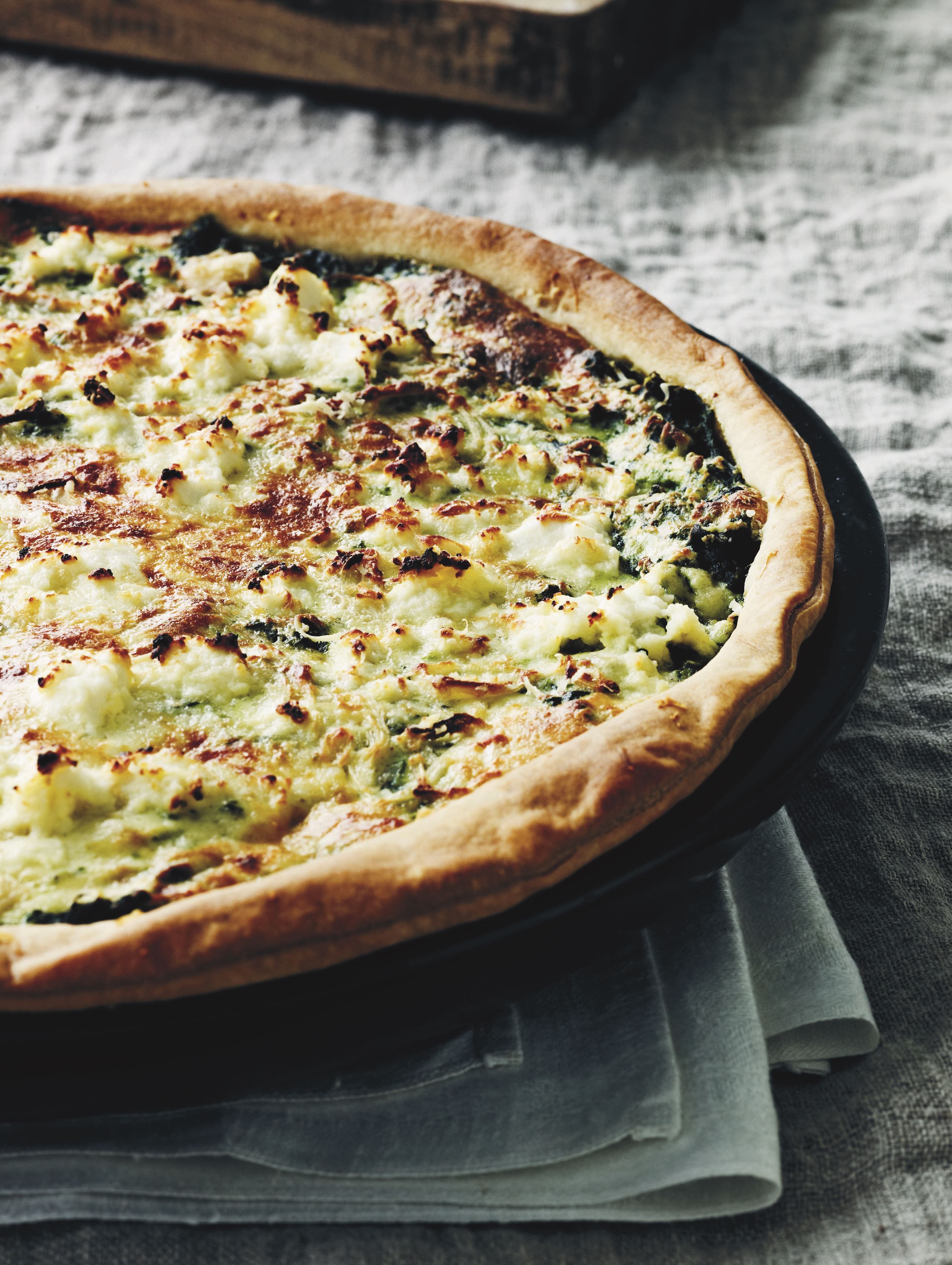 Spinattærte med hytteost