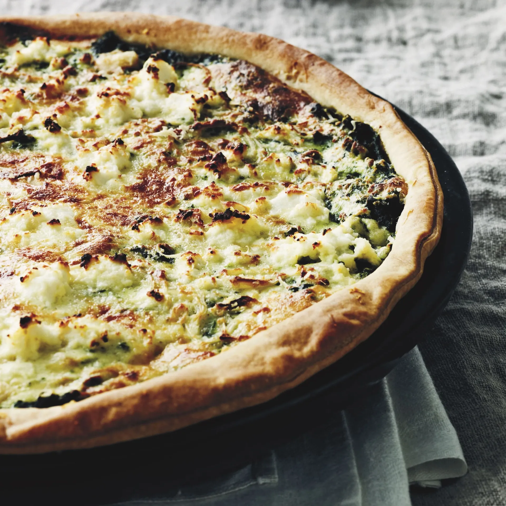 Spinattærte med hytteost