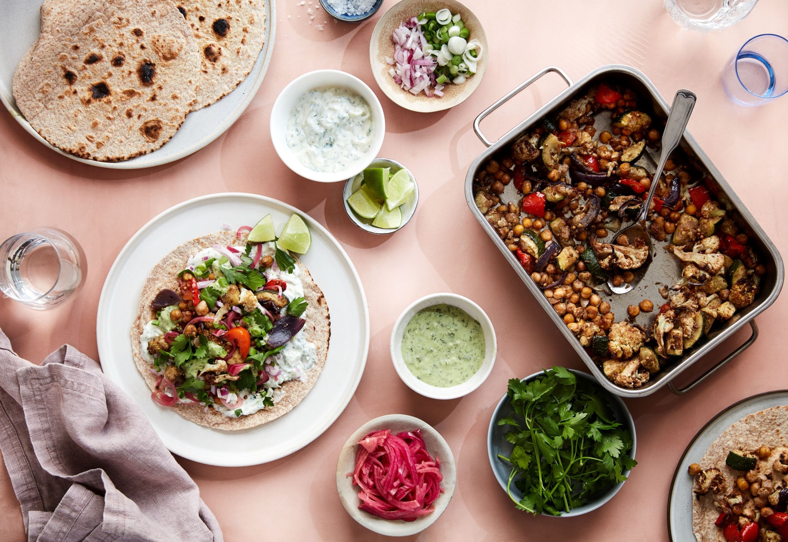 Wraps med ristede grøntsager