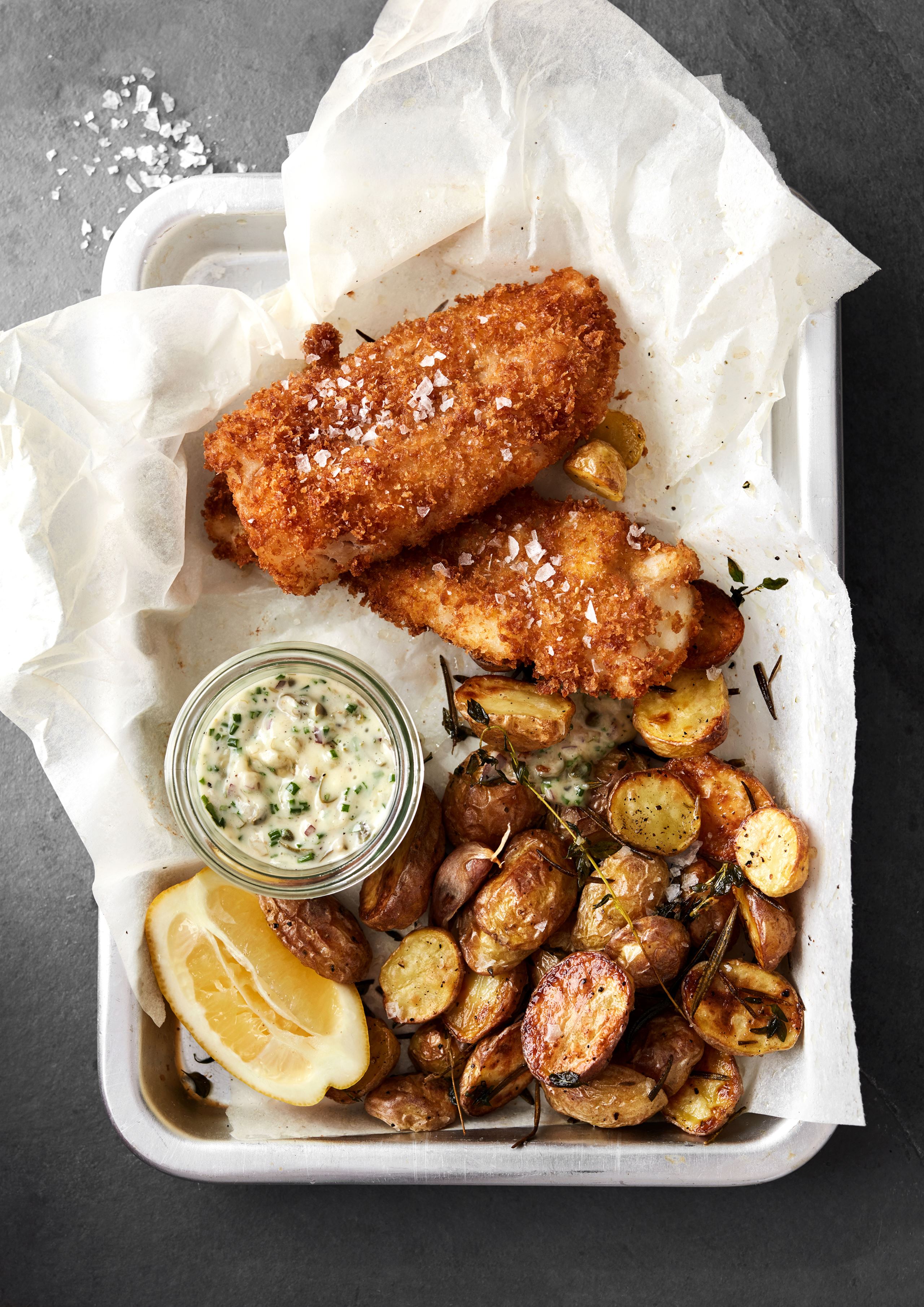 Fish and chips med tartarsauce