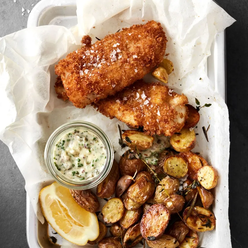 Fish and chips med tartarsauce