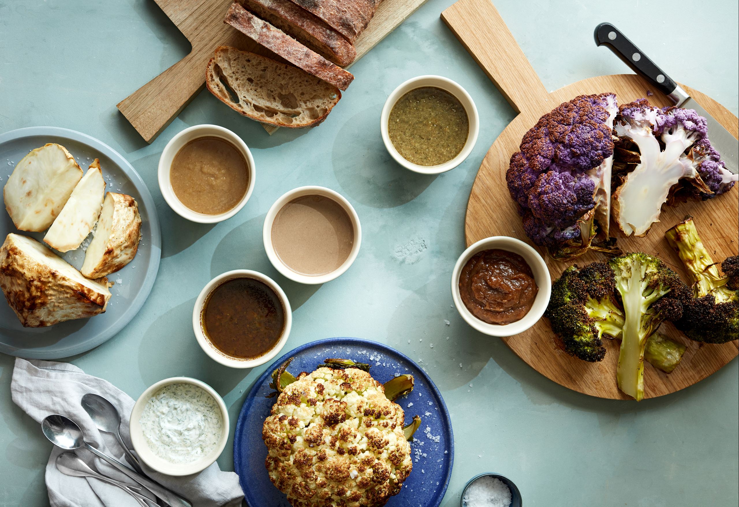 Helbagte grøntsager med dips