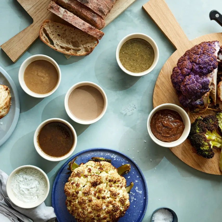 Helbagte grøntsager med dips