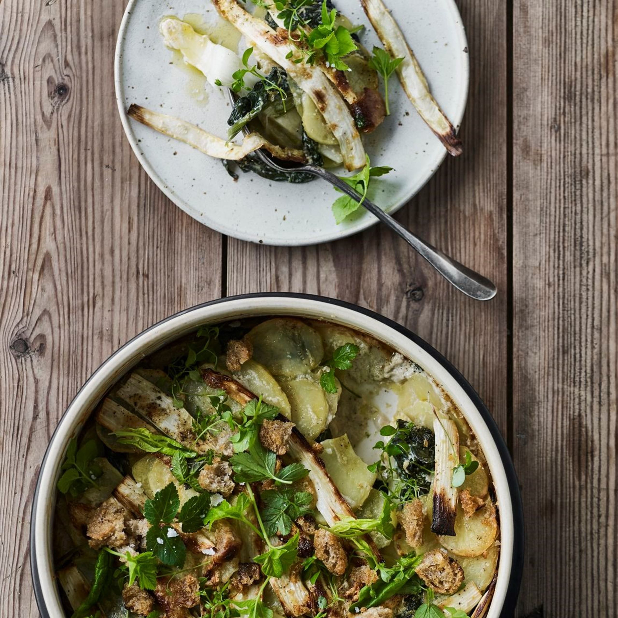 Kartoffel-asparges-gratin