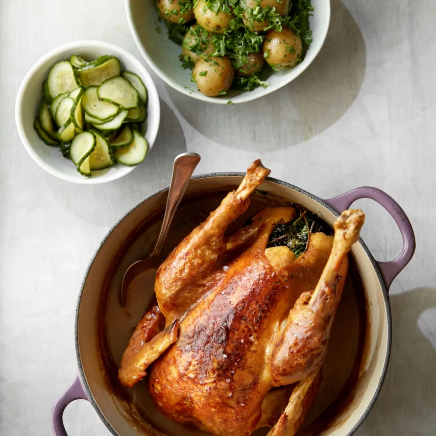 Kyllingelår med pasta og hjemmelavet ketchup
