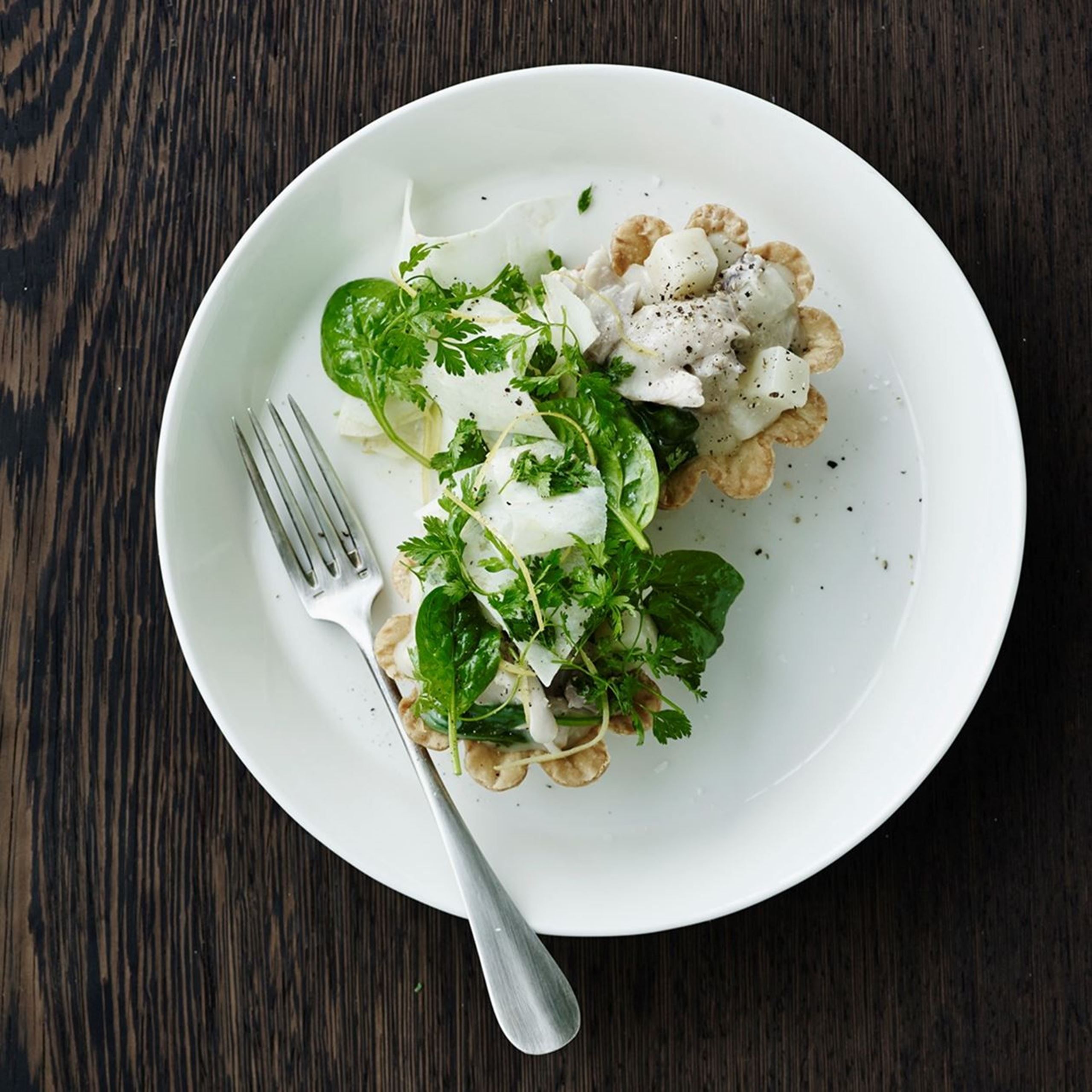 Tarteletter med høns i asparges