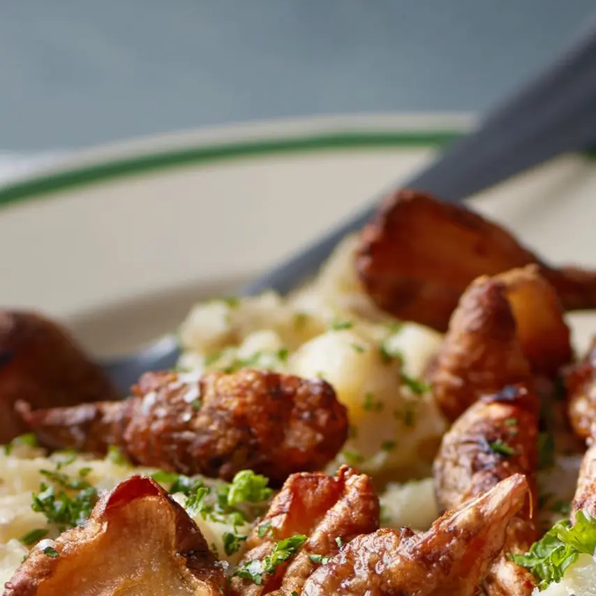 Bagt jordskokkemos med sprøde stegte jordskokker