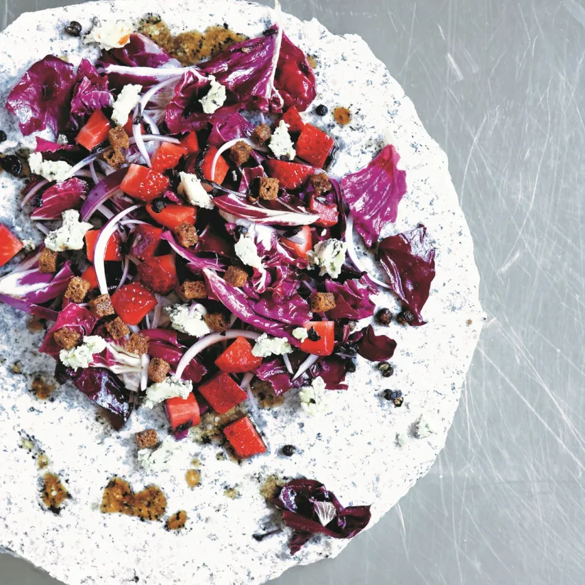 Jordbærsalat med blå ost