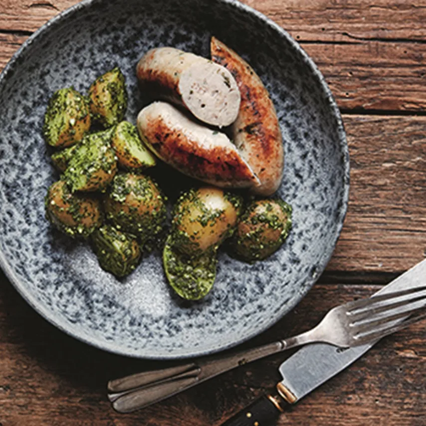 Grov grillpølse med løvstikke