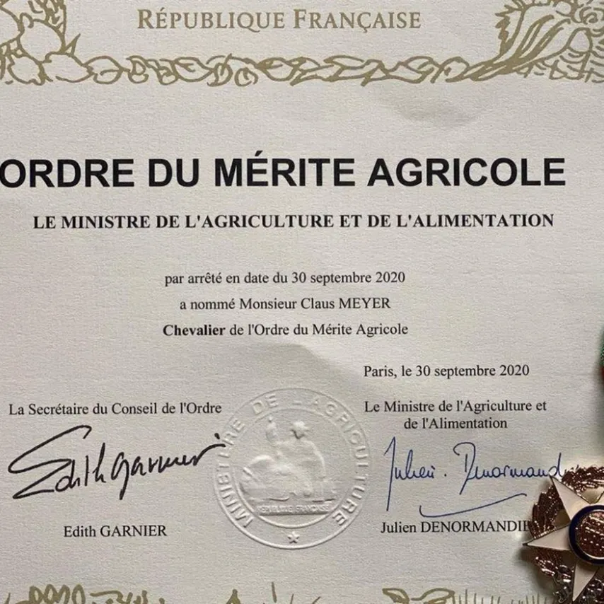 Claus Meyer modtager ’The Order of Agricultural Merit’