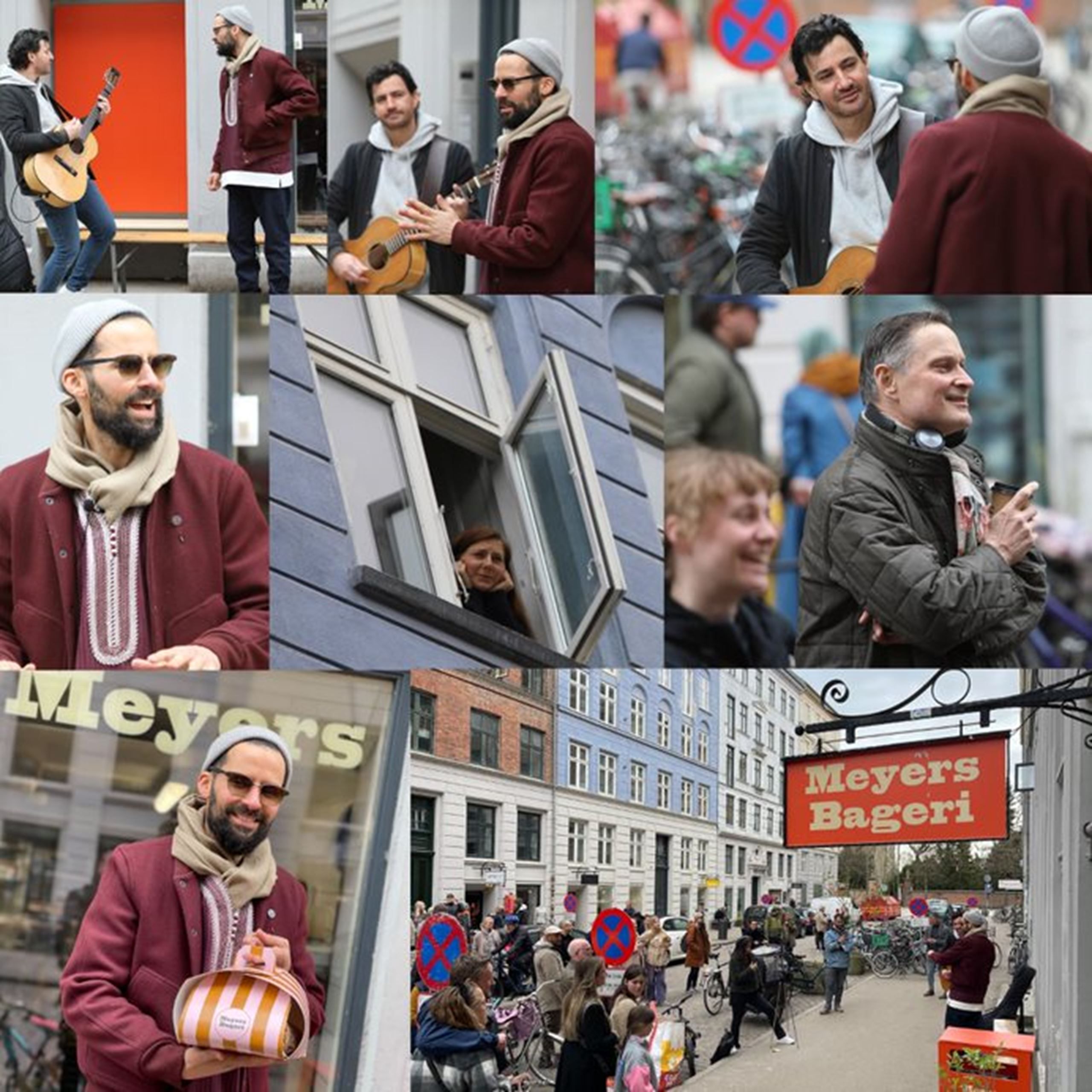 Isam B giver koncert foran Meyers bageri