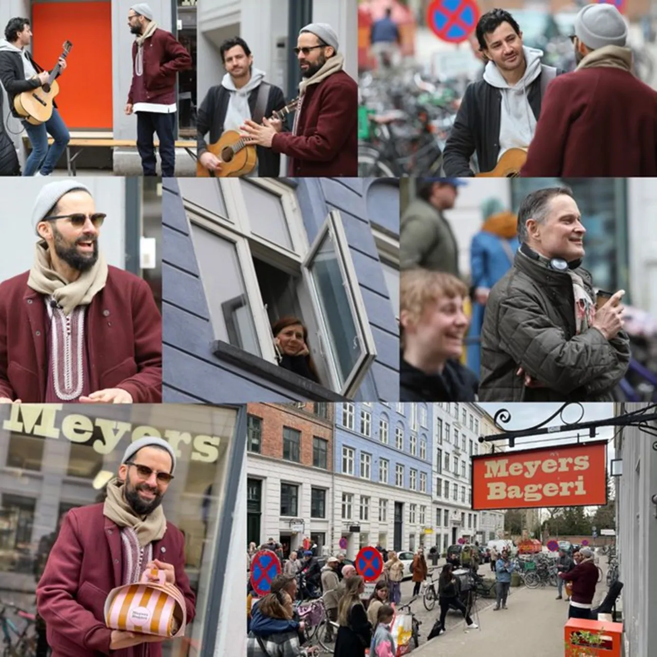 Isam B giver koncert foran Meyers bageri