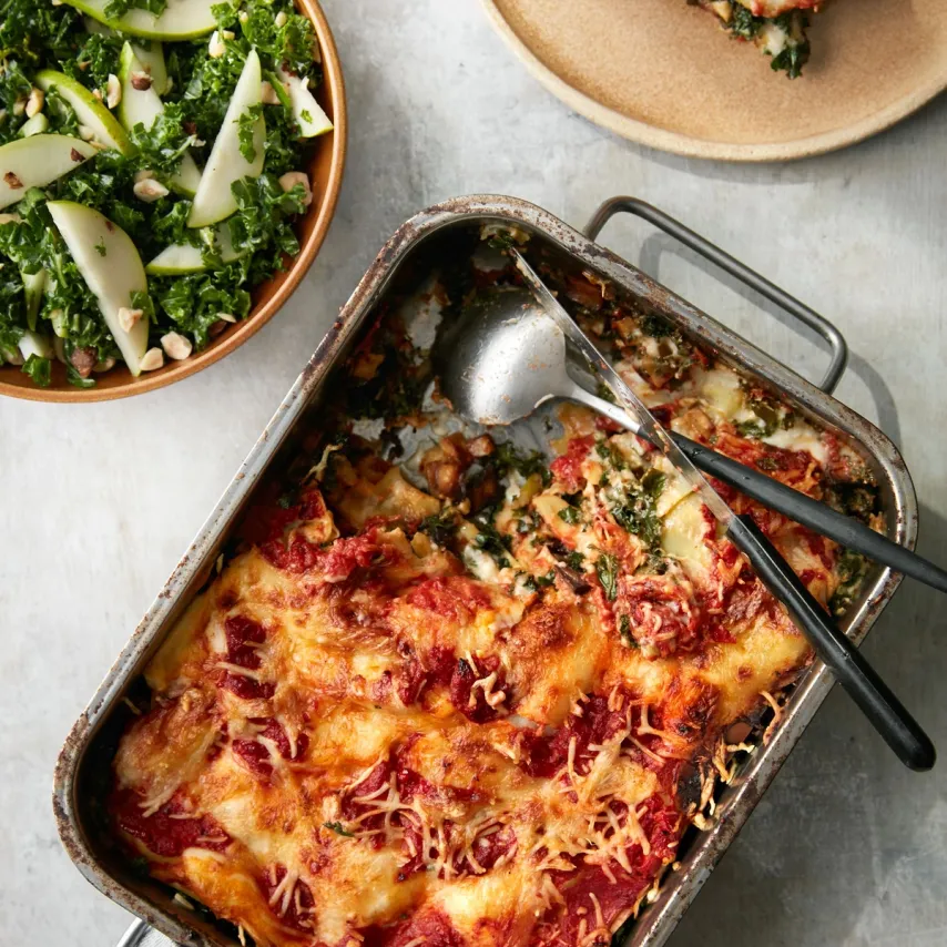 Grøntsagslasagne med grønkål og knoldselleri