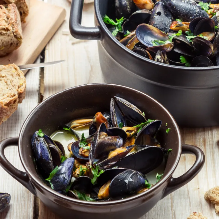 Dampede muslinger i blanquette