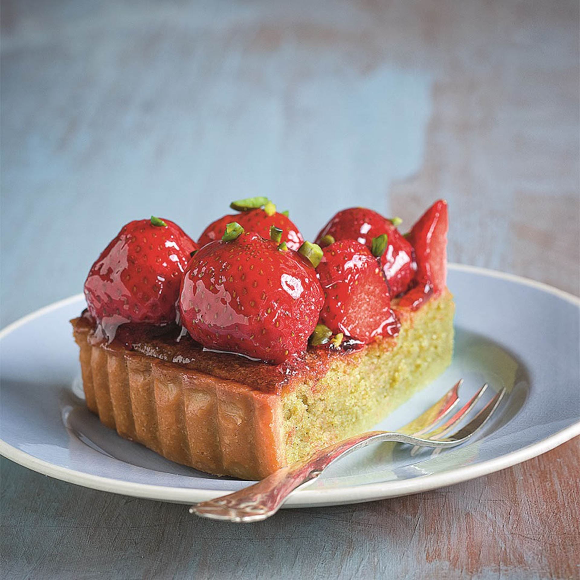 Jordbærtærte med pistaciemasse