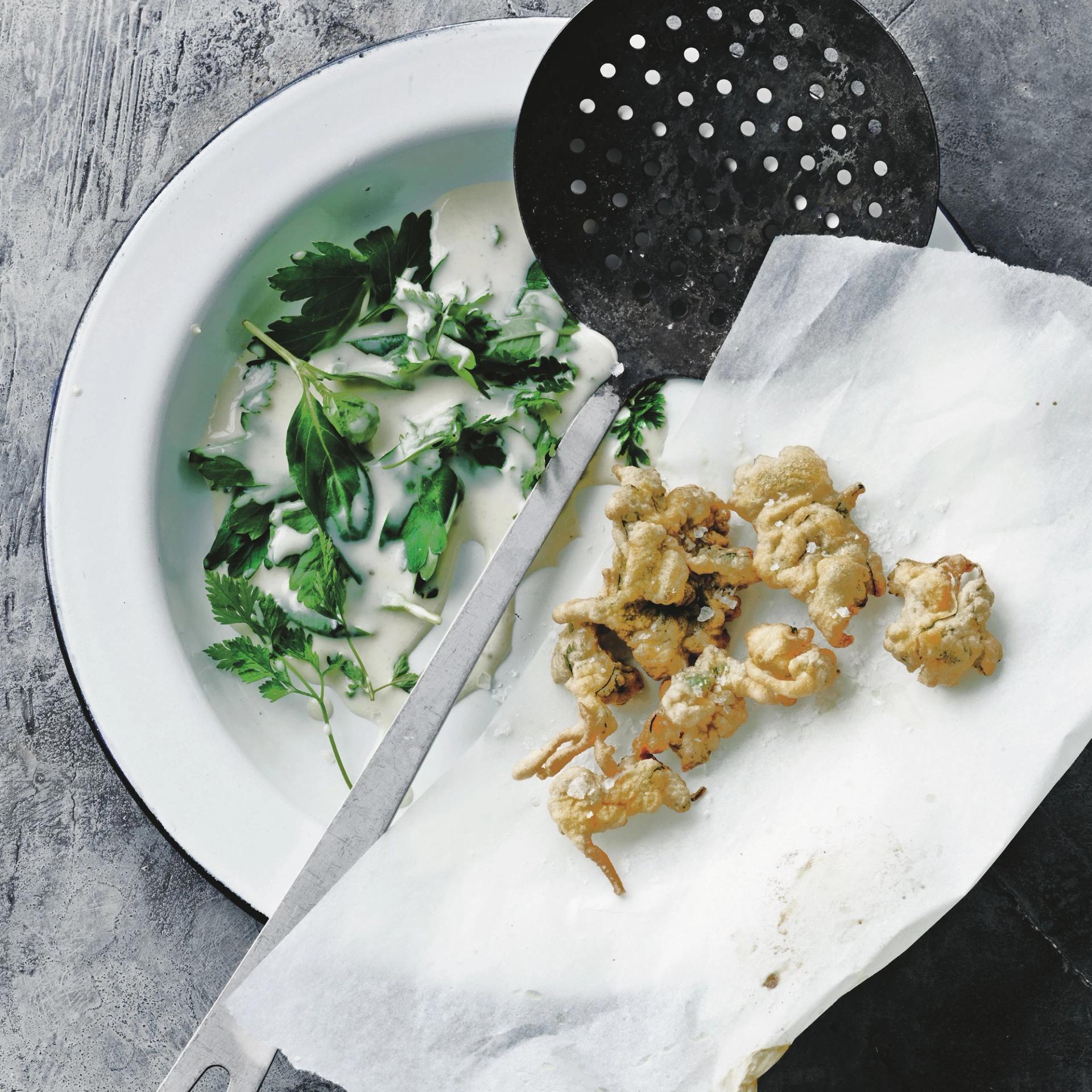 Krydderurter i tempura