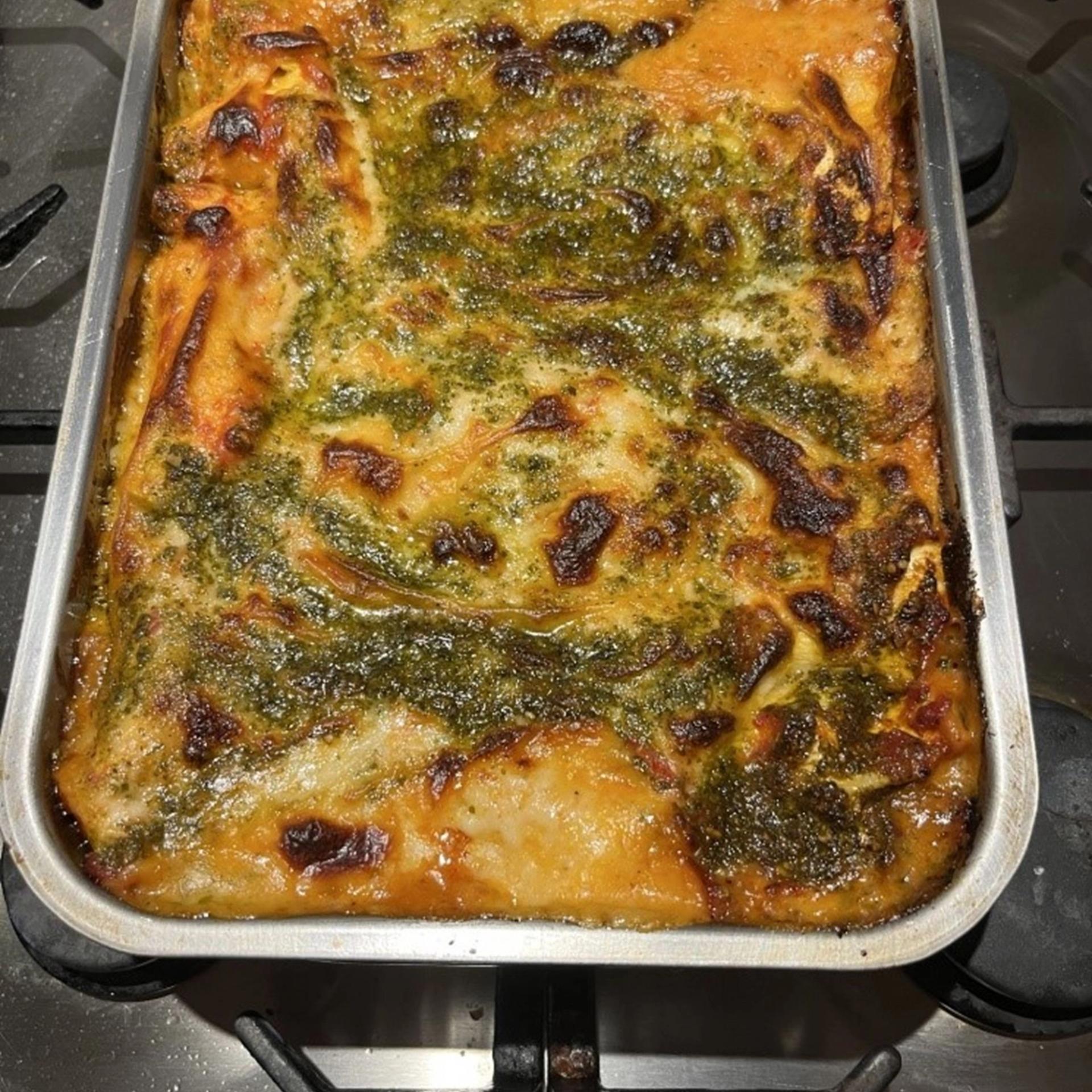 Fiskelasagne med pesto