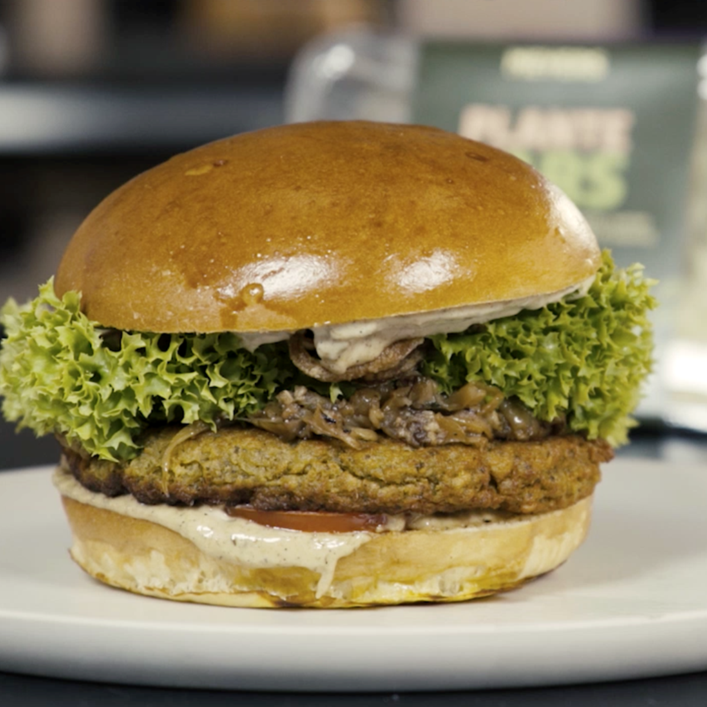 Burger med Meyers plantefars med svampe