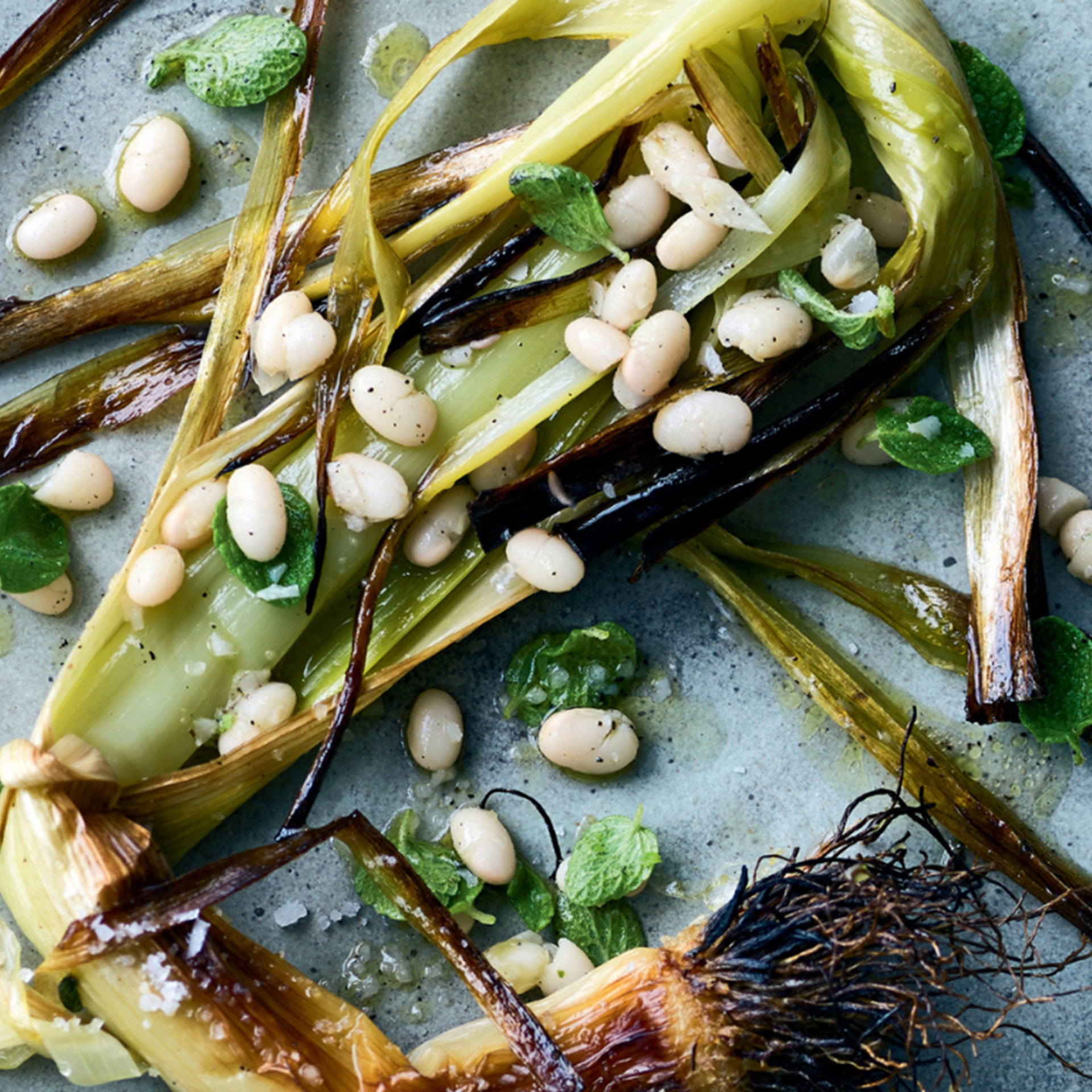 Langtidsbagte porrer med hvide bønner