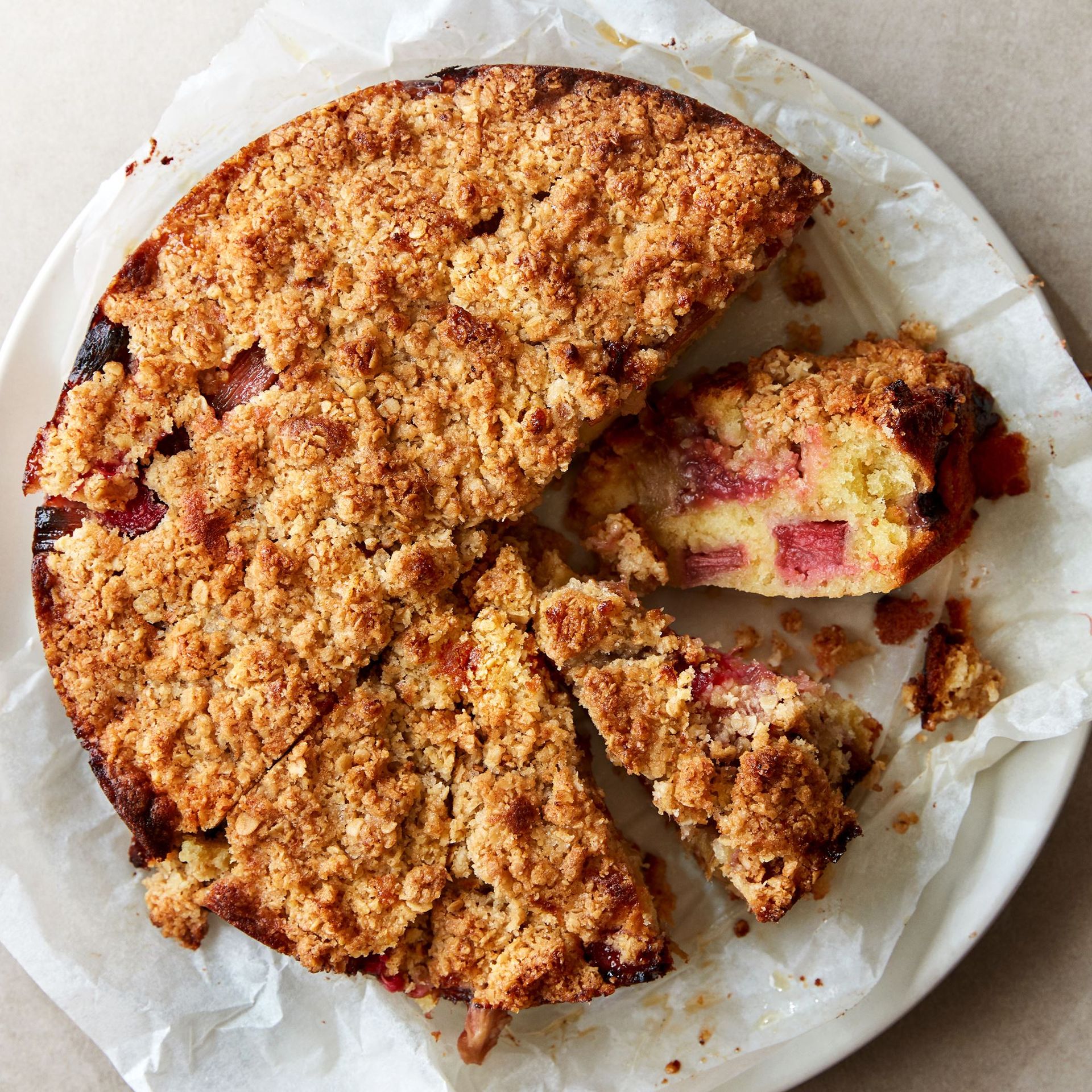 Rabarberkage med crumble