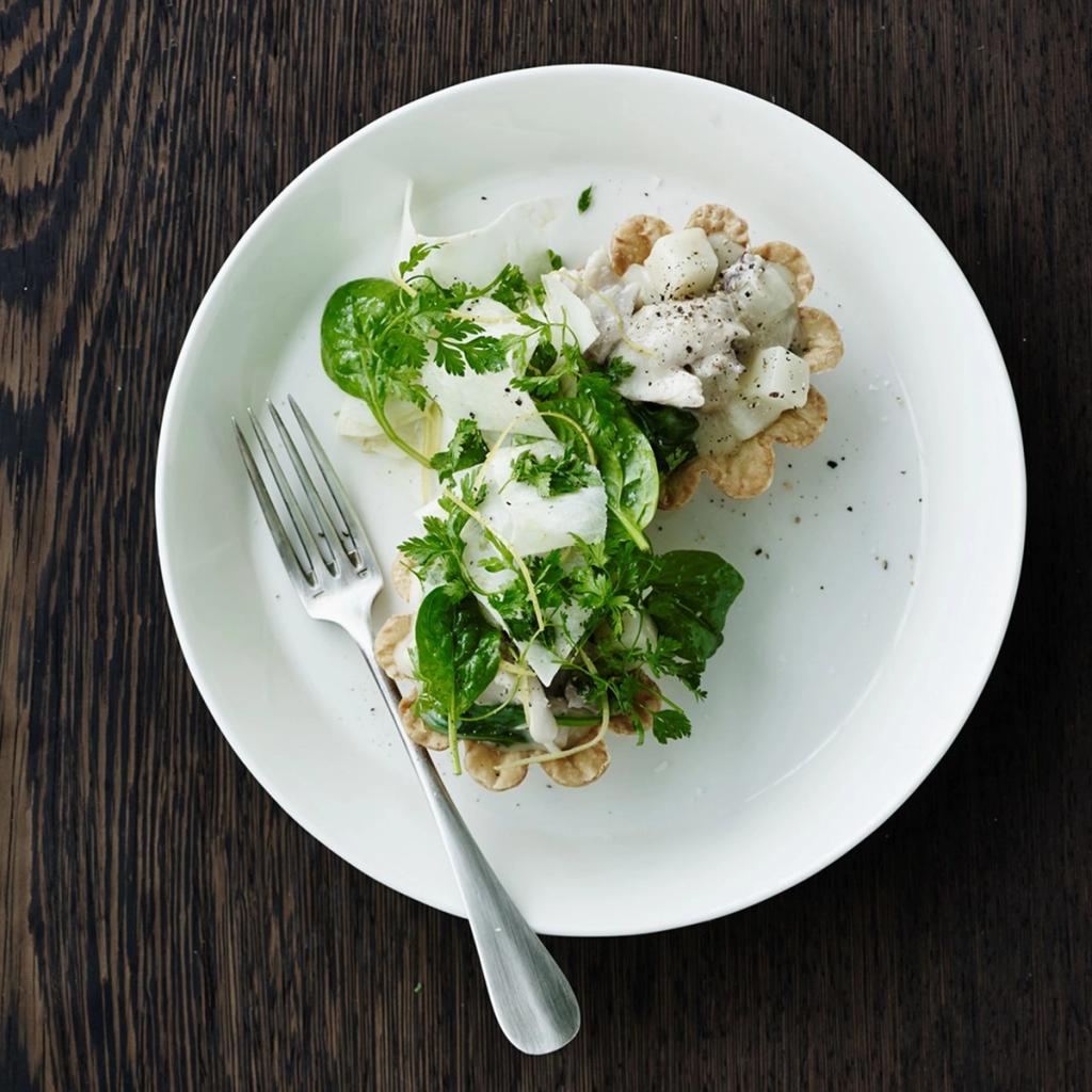 Tarteletter med høns i asparges