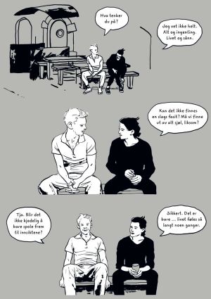 A page from Ronja Berge’s 2023 graphic novel, Hvis det ikke brenner.