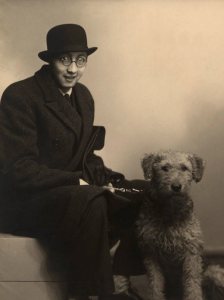 Portrait of Georg Fredrik Fasting with his dog. Private collection.