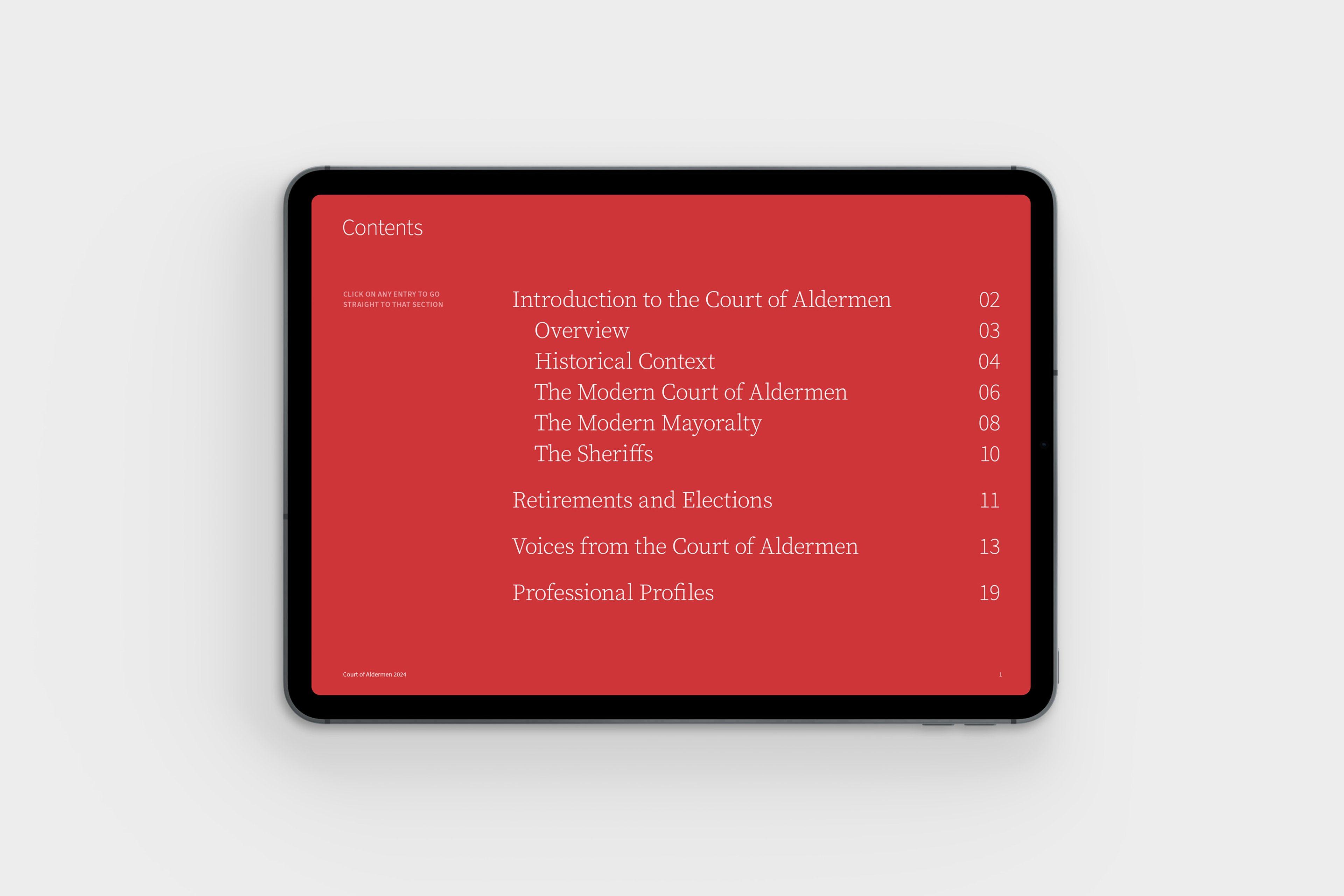 Court of Aldermen presentation tablet