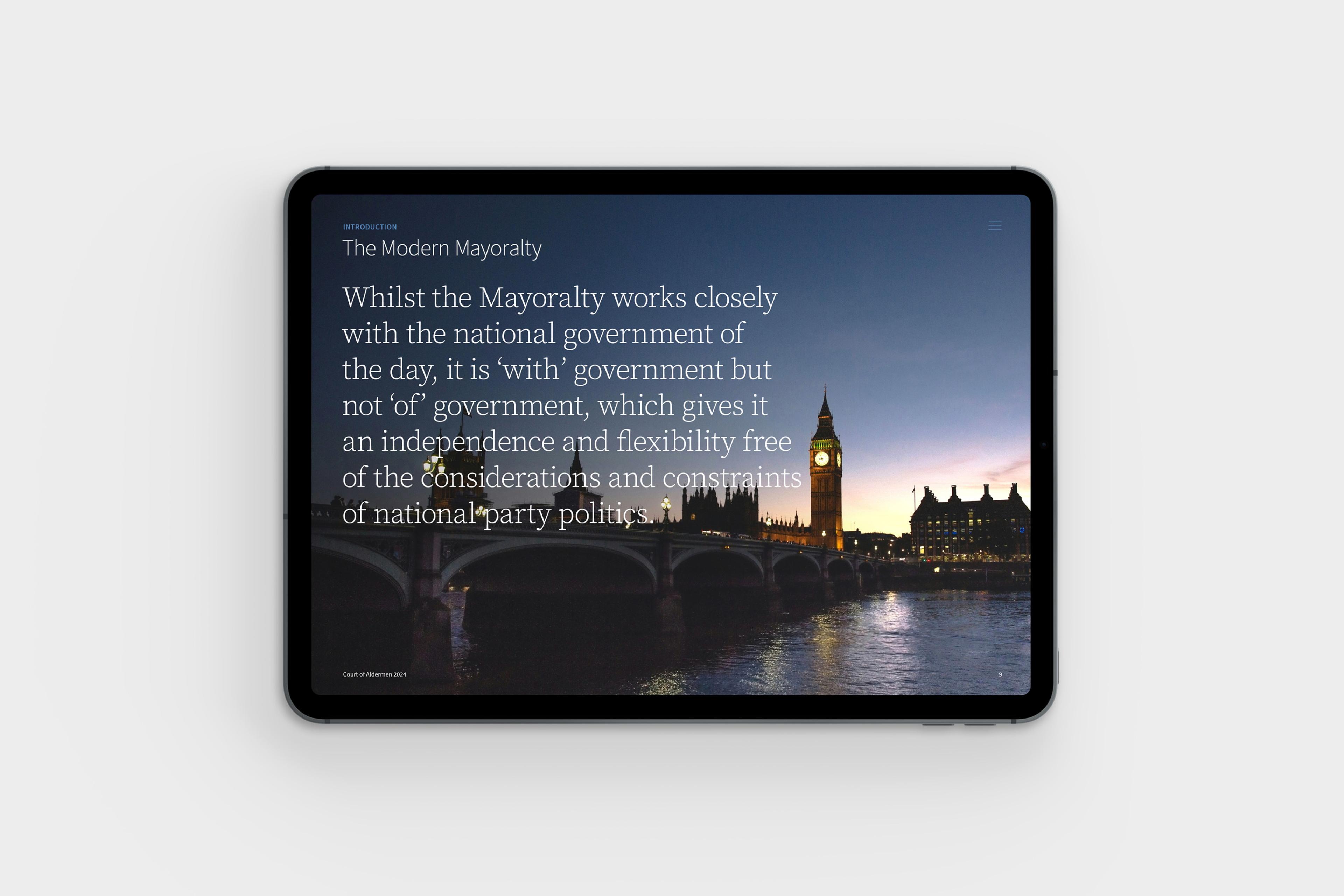 Court of Aldermen presentation tablet