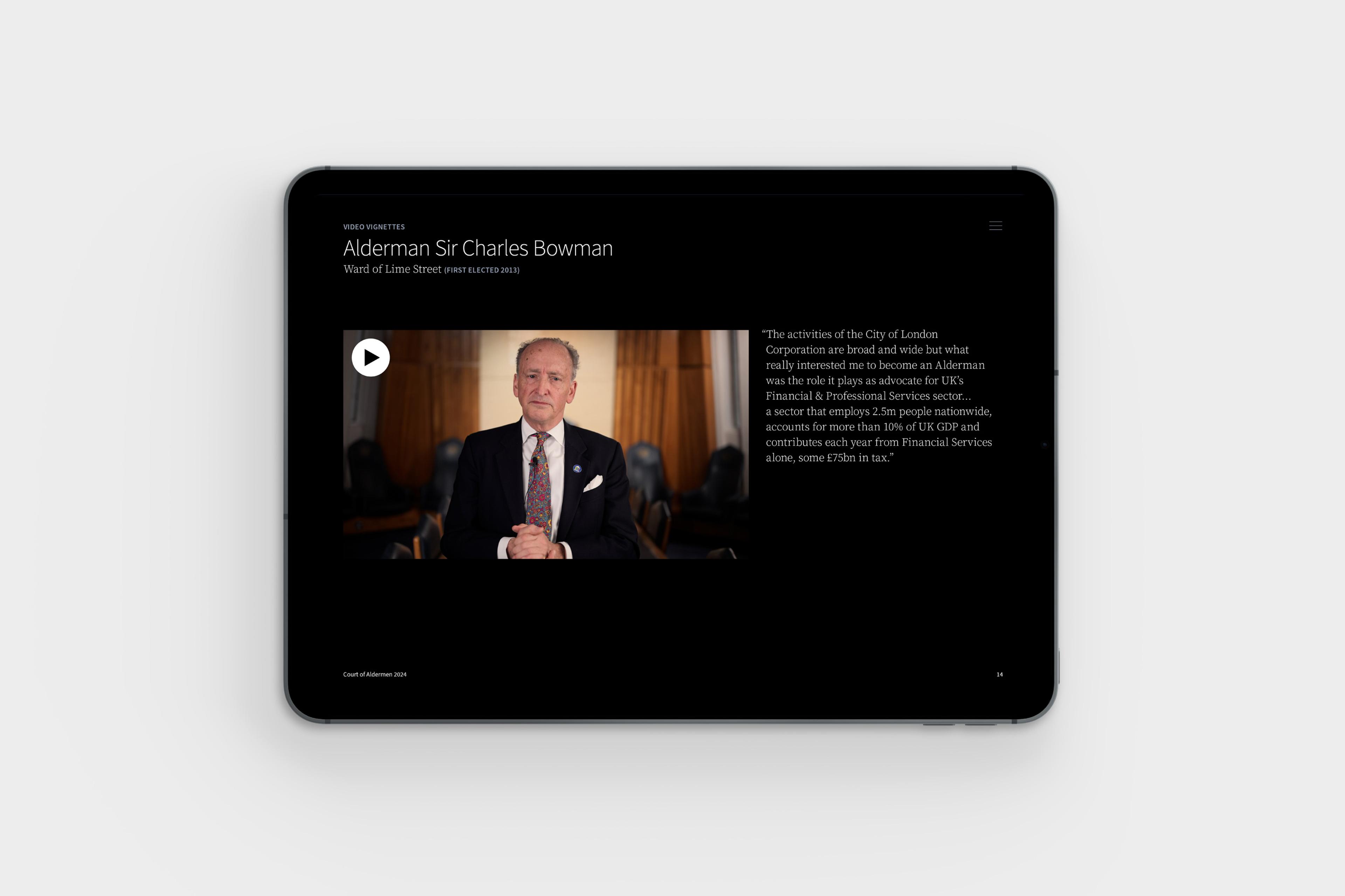 Court of Aldermen presentation tablet