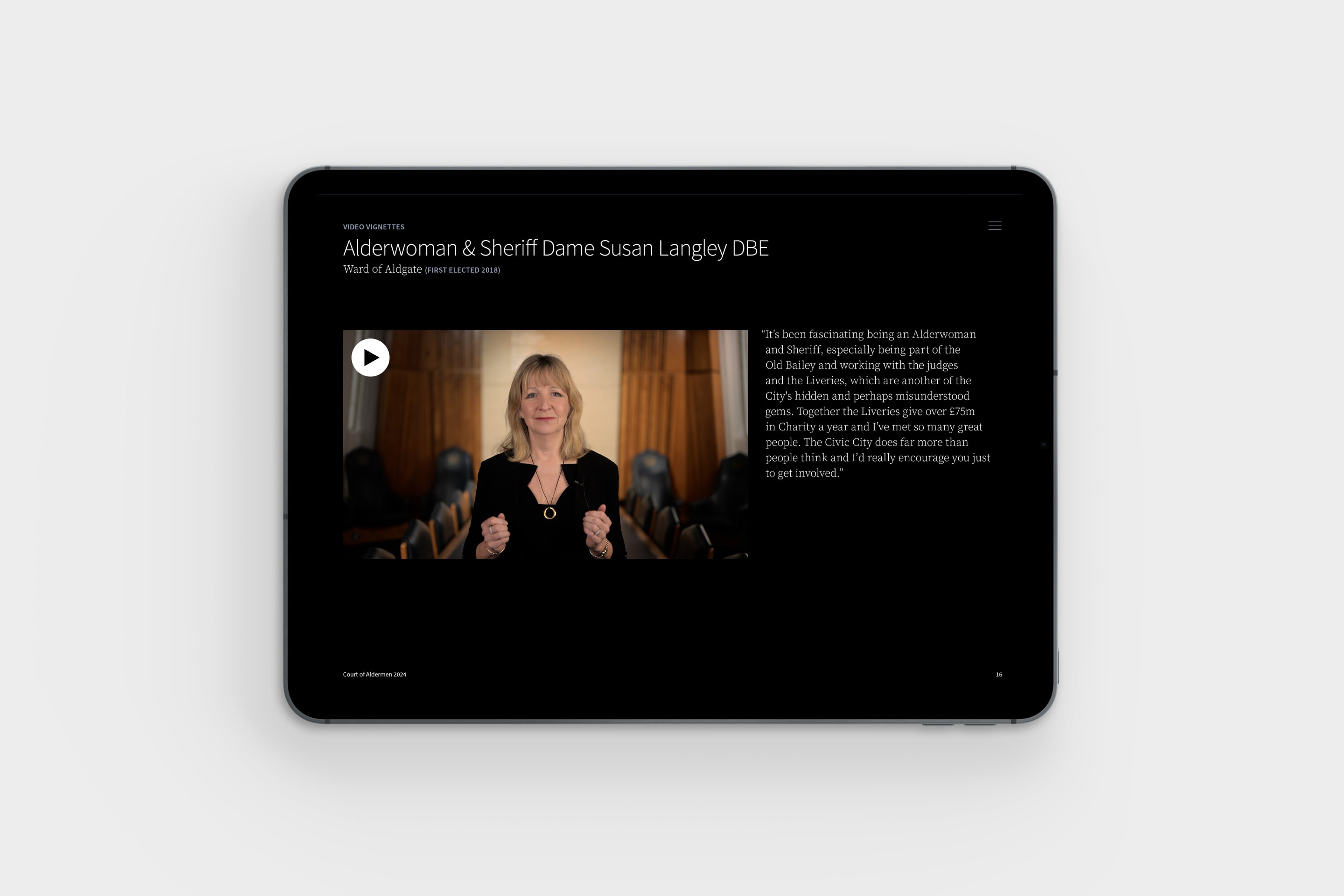 Court of Aldermen presentation tablet