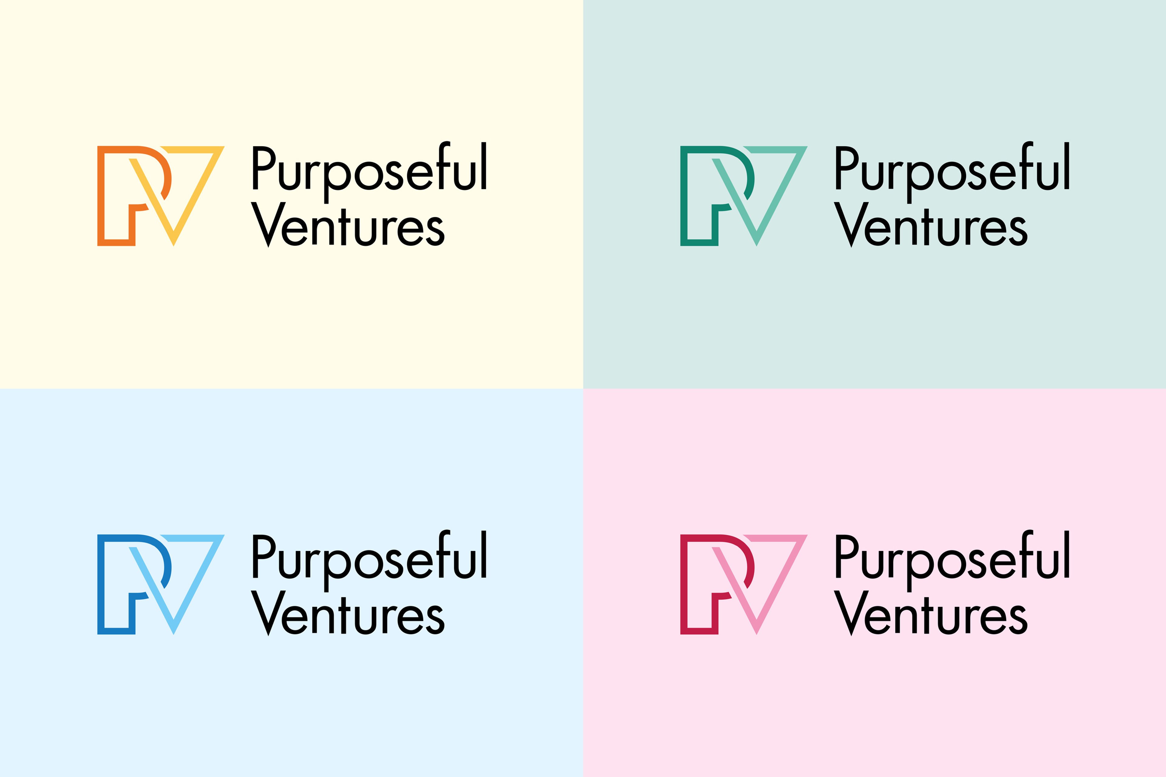 Purposeful Ventures logo in various colours
