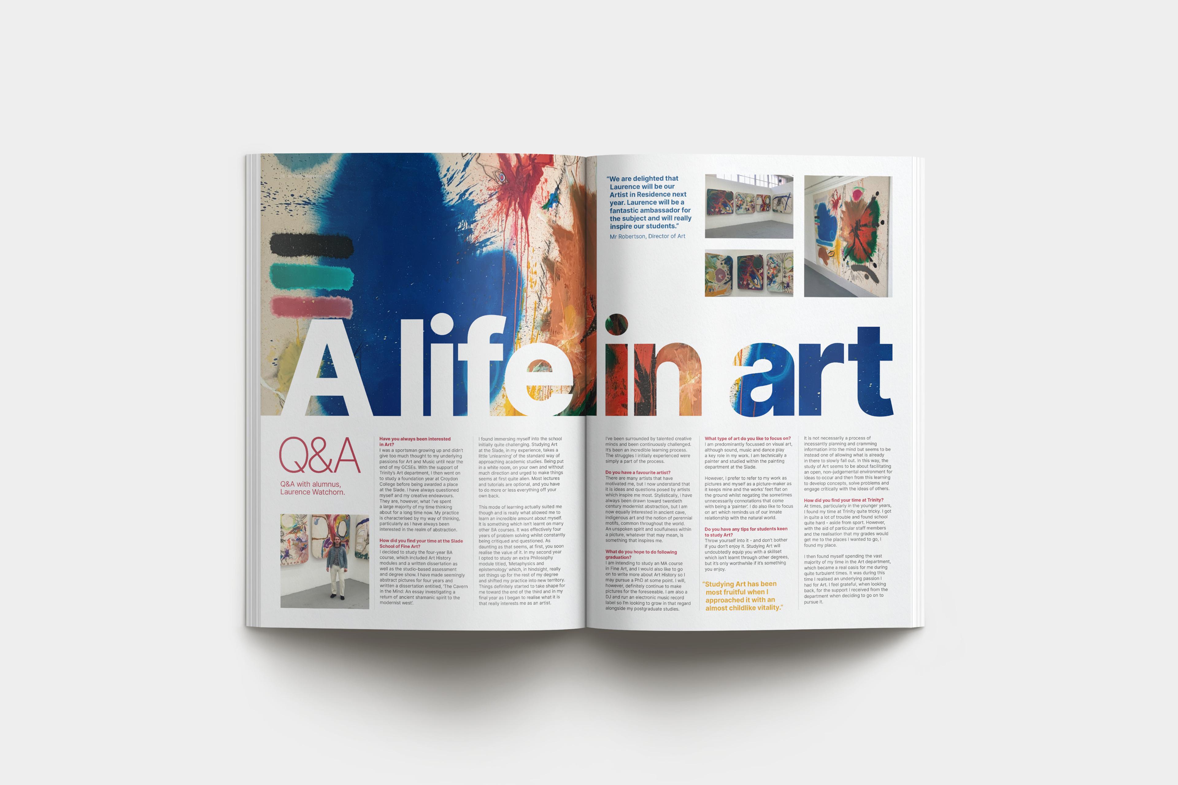 In Trinity 'A life in art' magazine article