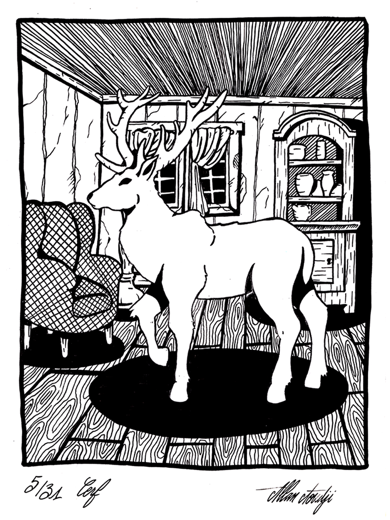 Inktober 2025, jour 5, Cerf
