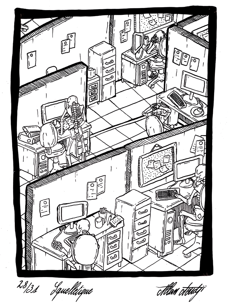 Inktober 2025, jour 28, Squelettique