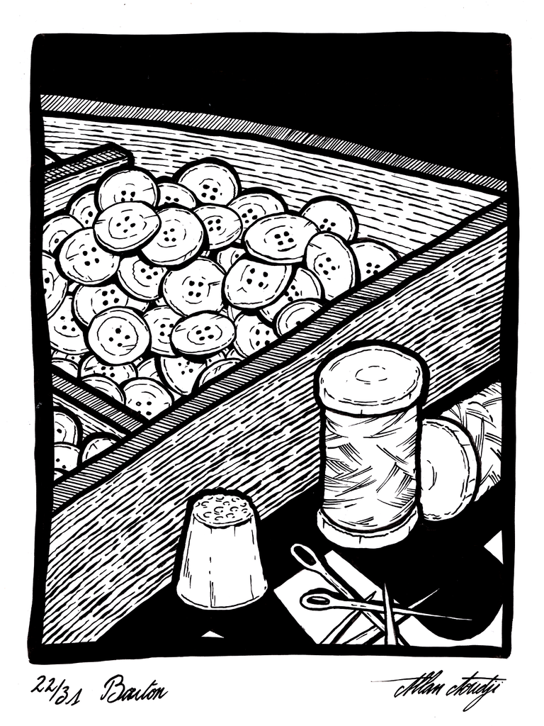Inktober 2025, jour 22, Bouton