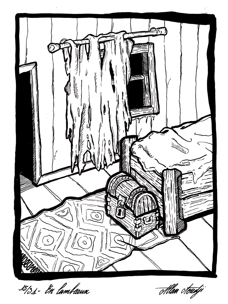 Inktober 2025, jour 15, En lambeaux