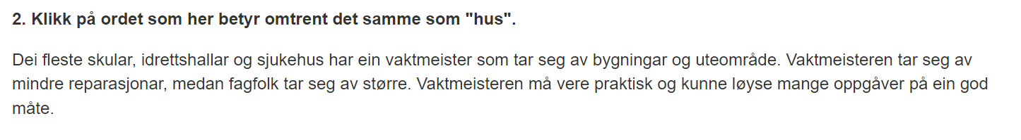 Bilde som illustrerer hvordan en eksempeloppgave i leseprøven kan se ut. Personer med synshemming vil få en alternativ prøve uten bilder.
