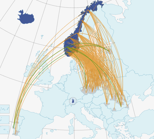 Bildet viser alle prosjektsamarbeid mellom Norge og de europeiske samarbeidslandene finansiert av EØS-midlene 2014-2021(24)