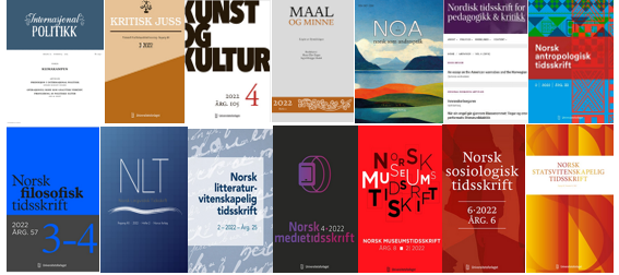 Sammenstilling av forsider til 28 norskspråklige tidsskrift