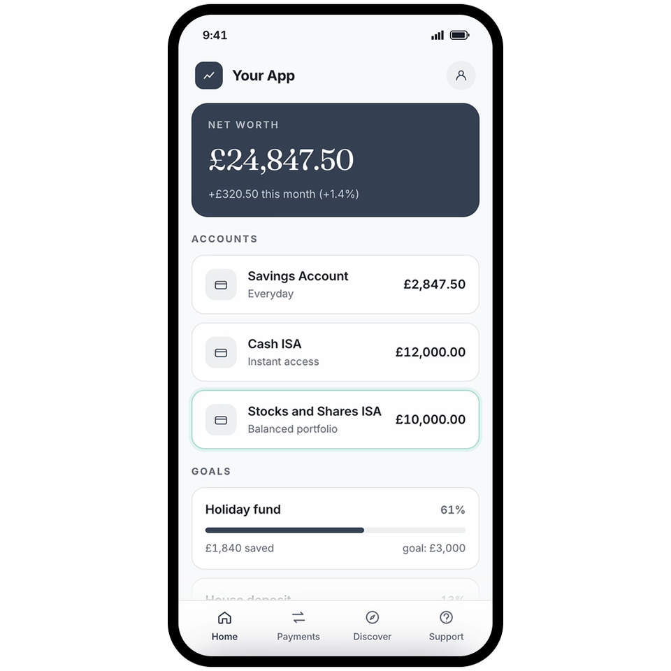 myFinanceApp home screen with Whistle advice prompt