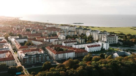 Flygfoto över bostadsrättsföreningar och samfälligheter i Malmö stad