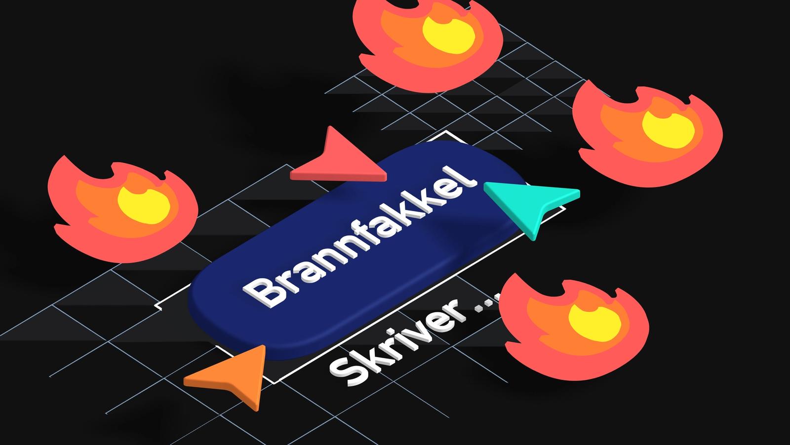 illustrasjon av flamme med teksten "brannfakkel" på.