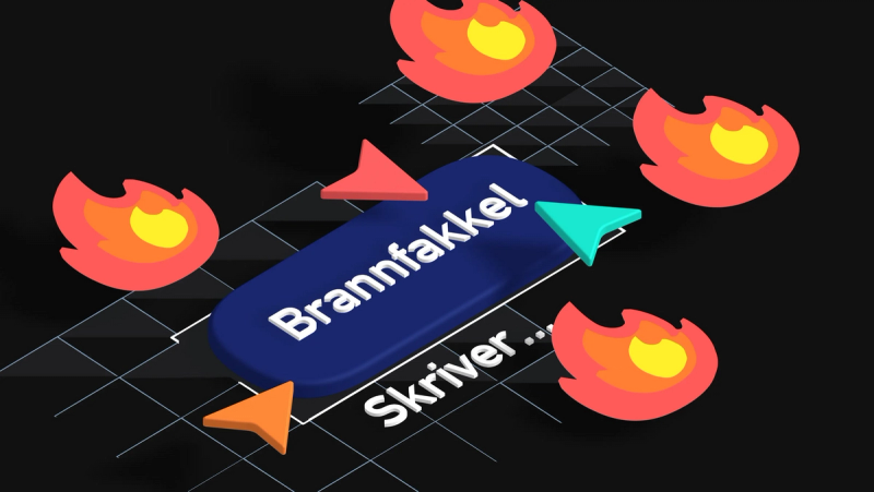 Illustrasjon med fakkel-emojis